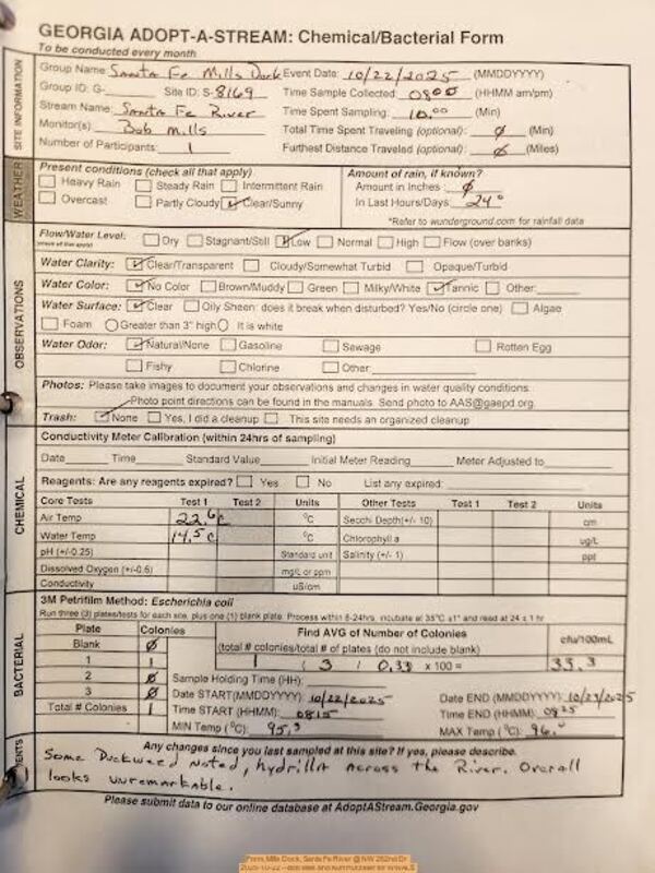 Form, Mills Dock, Santa Fe River @ NW 282nd Dr 2025-10-22 --Bob Mills and Kurt Hurzeler for WWALS