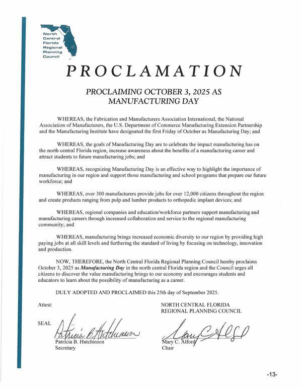 Proclamation: Manufacturing Day October 3, 2025