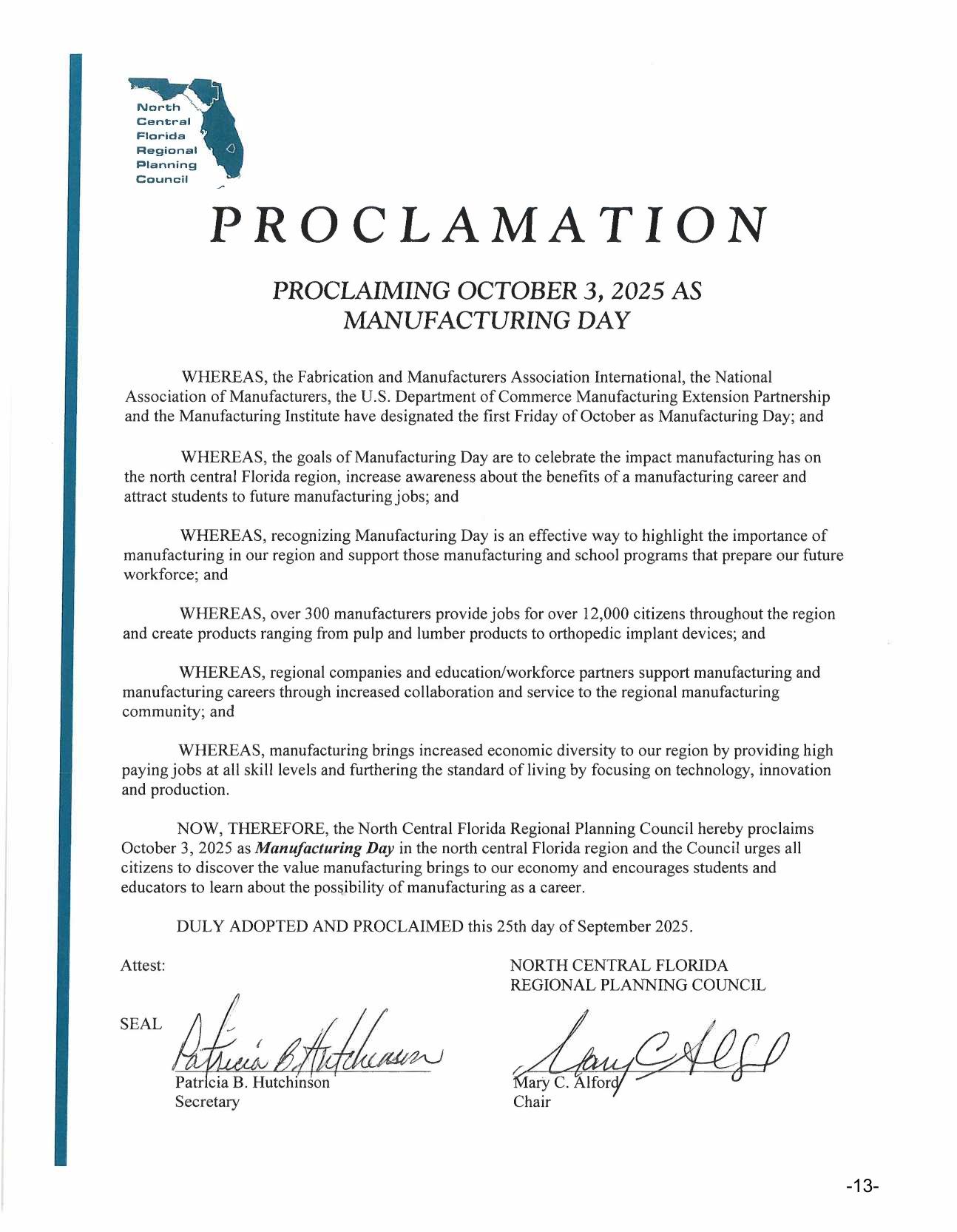 Proclamation: Manufacturing Day October 3, 2025