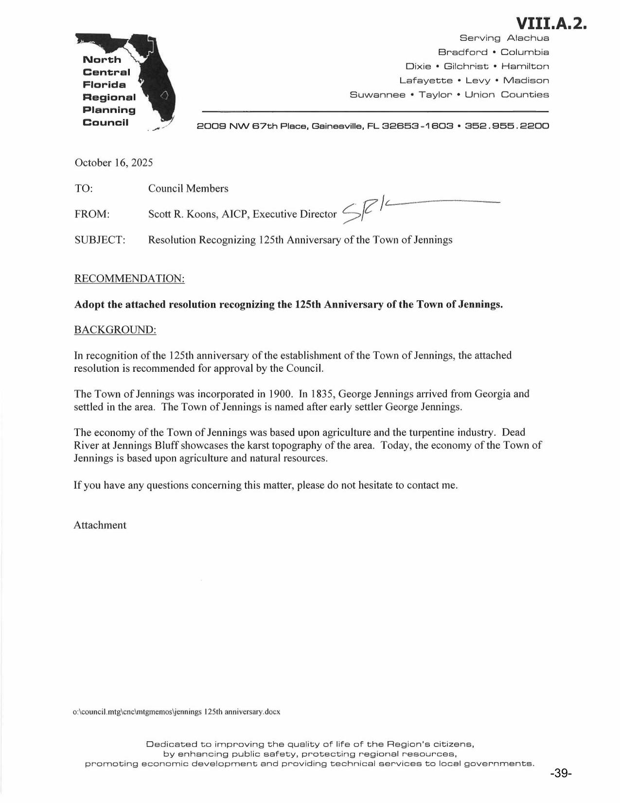 Resolution Recognizing 125th Anniversary of the Town of Jennings