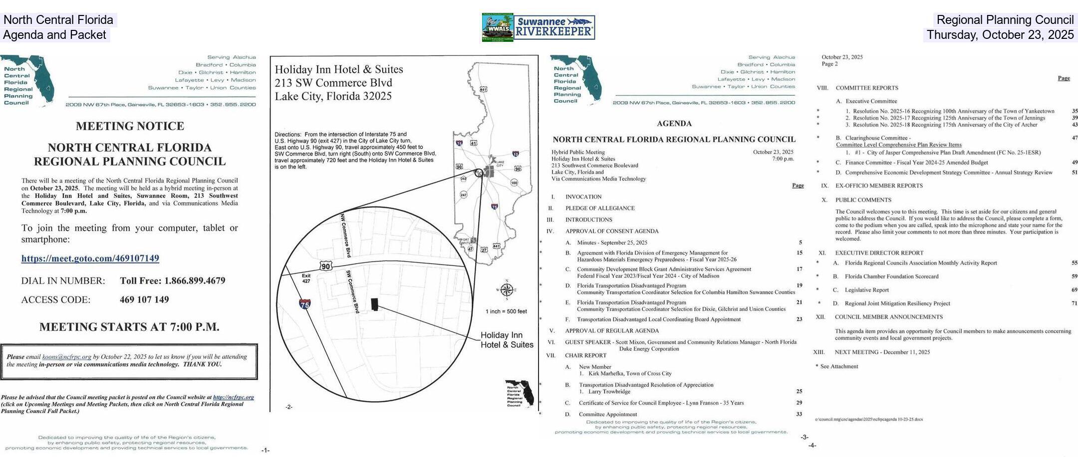 North Central Florida Regional Planning Council, Agenda and Packet, Thursday, October 23, 2025