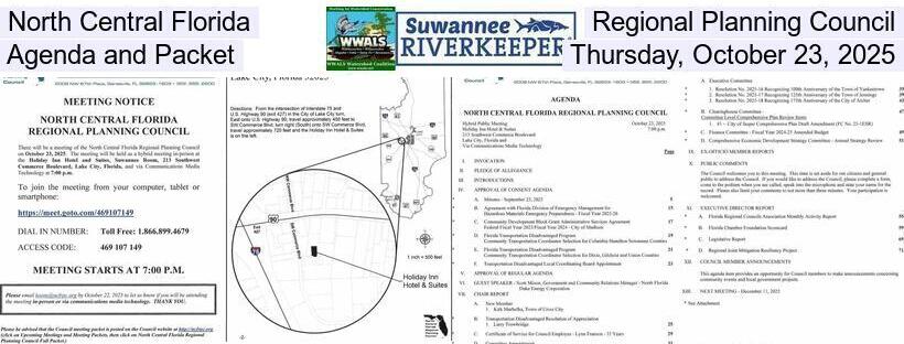 North Central Florida Regional Planning Council, Agenda and Packet, Thursday, October 23, 2025