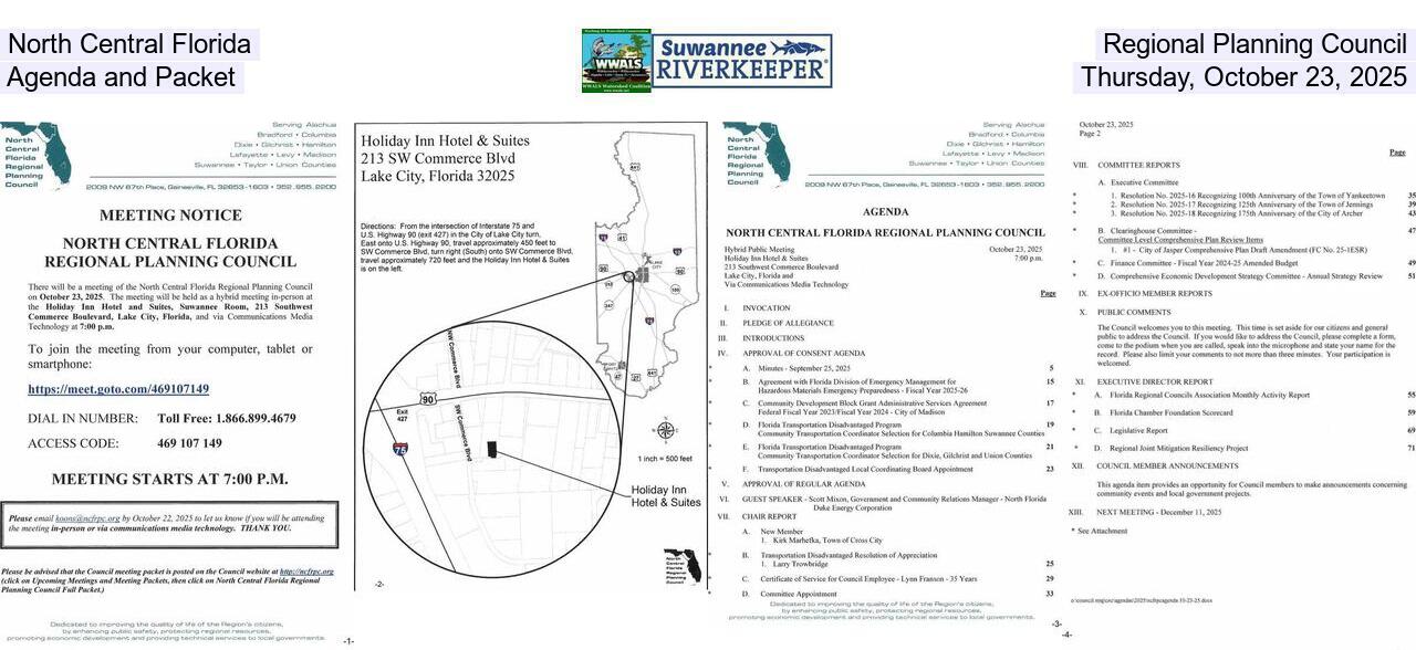 North Central Florida Regional Planning Council, Agenda and Packet, Thursday, October 23, 2025
