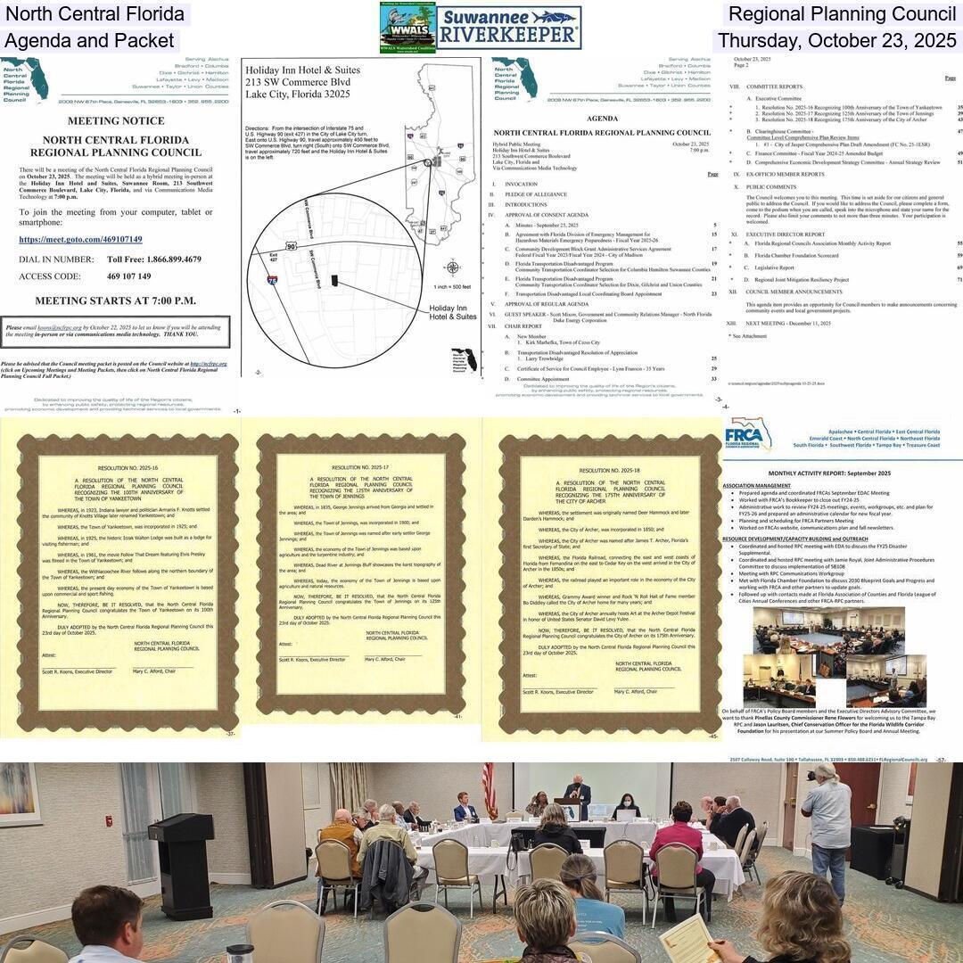 North Central Florida Regional Planning Council, Agenda and Packet, Thursday, October 23, 2025