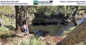 [Alapaha River Rise Hike. Thanks, Landowner Byron Herder. Where Dead River Sink water Rises, 2025-11-01]