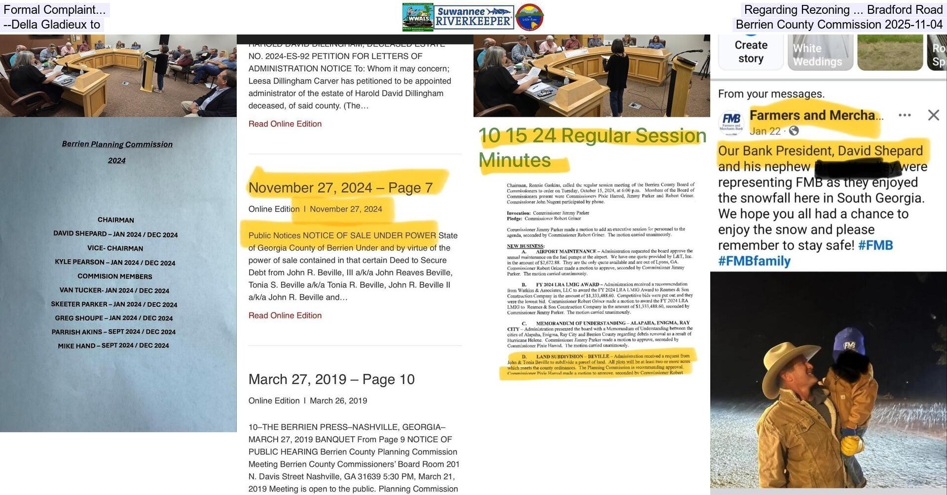 [Formal Complaint... Regarding Rezoning ... Bradford Road --Della Gladieux to Berrien County Commission 2025-11-04]