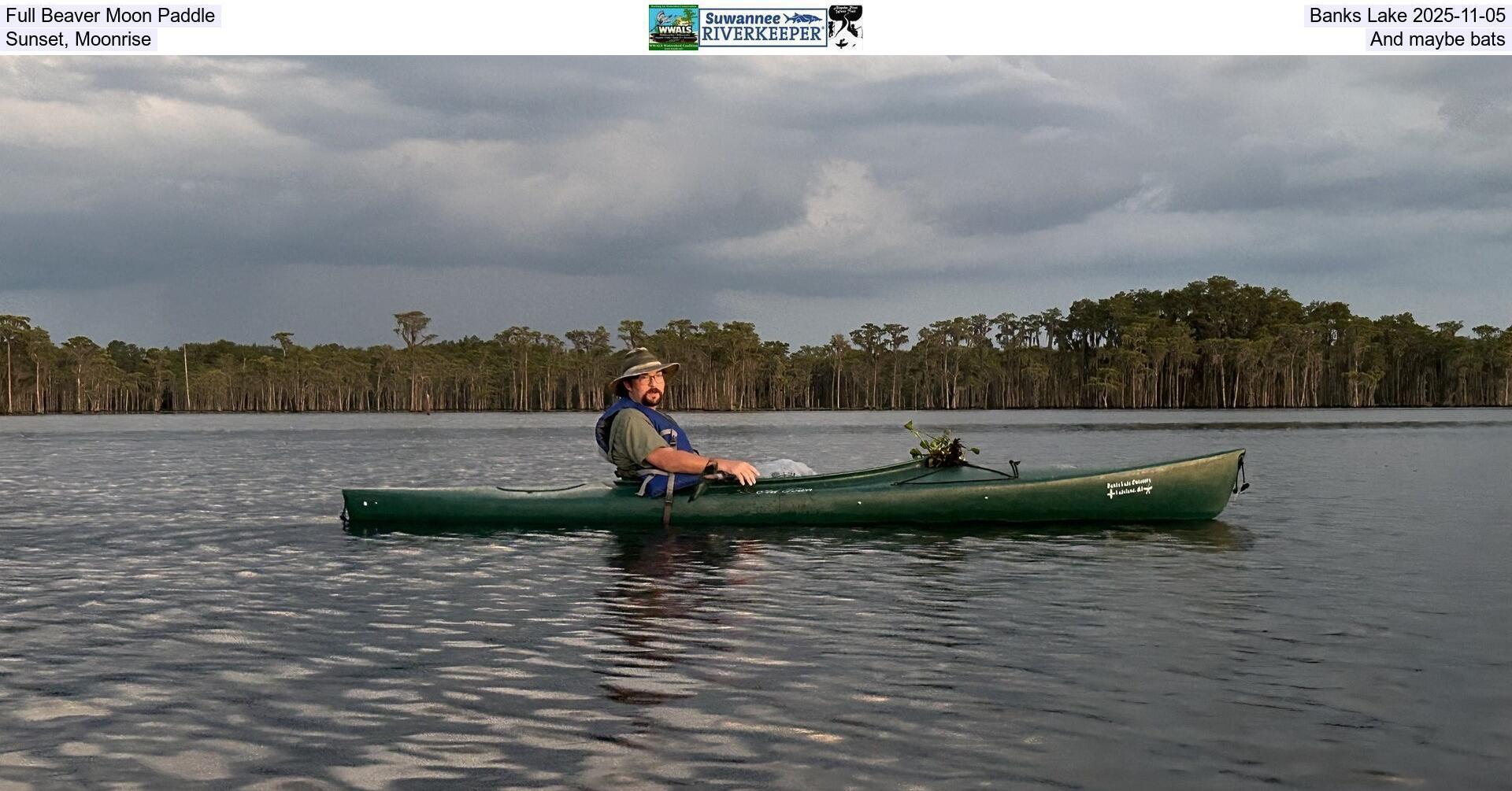 Full Beaver Moon Paddle, Banks Lake 2025-11-05, Sunset, Moonrise, and maybe bats