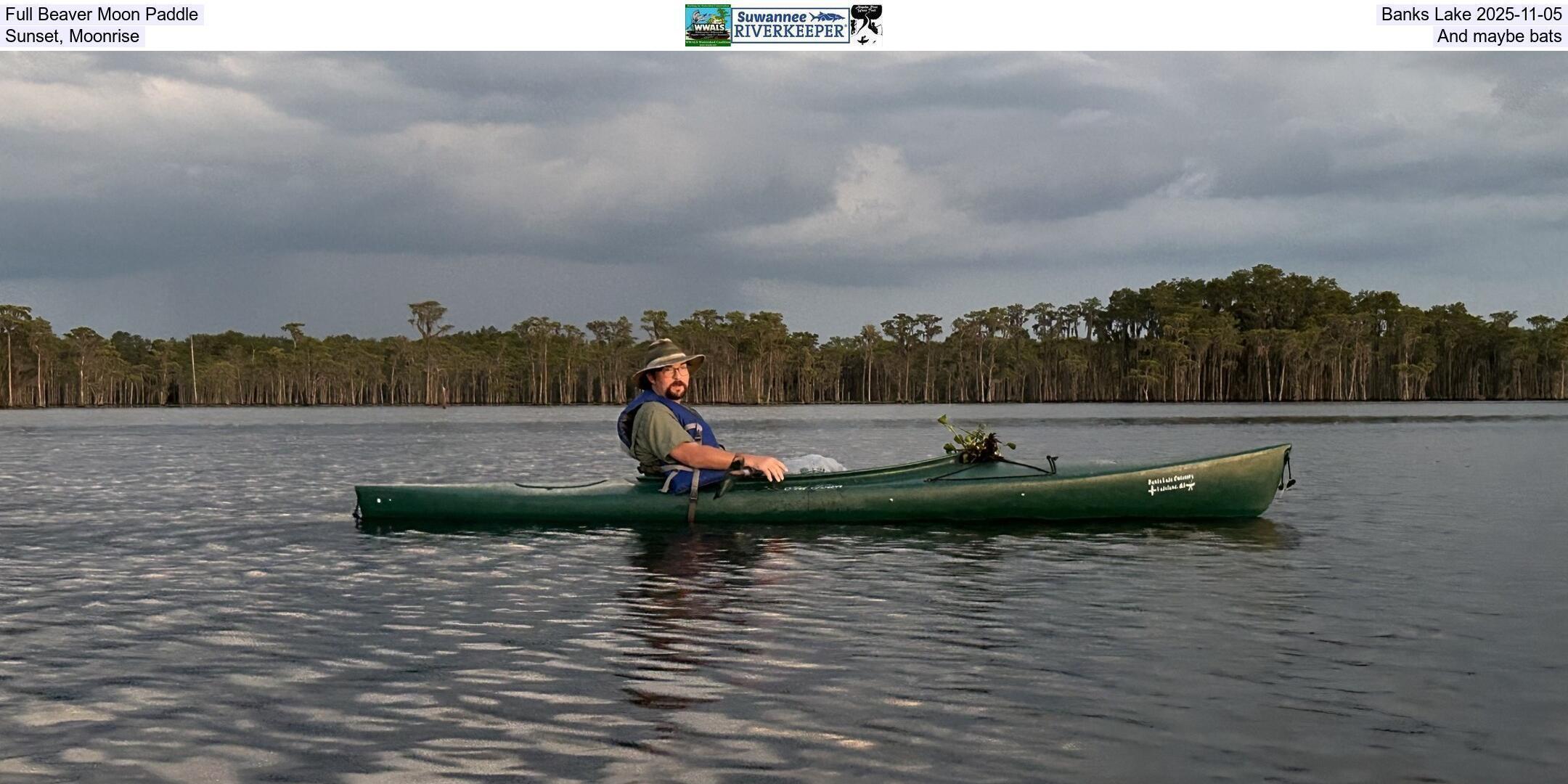 Full Beaver Moon Paddle, Banks Lake 2025-11-05, Sunset, Moonrise, and maybe bats