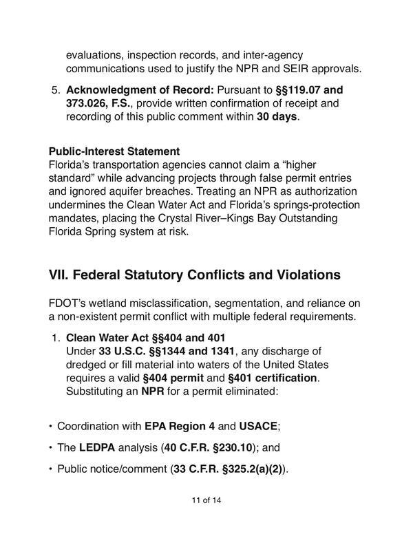 VII. Federal Statutory Conflicts and Violations