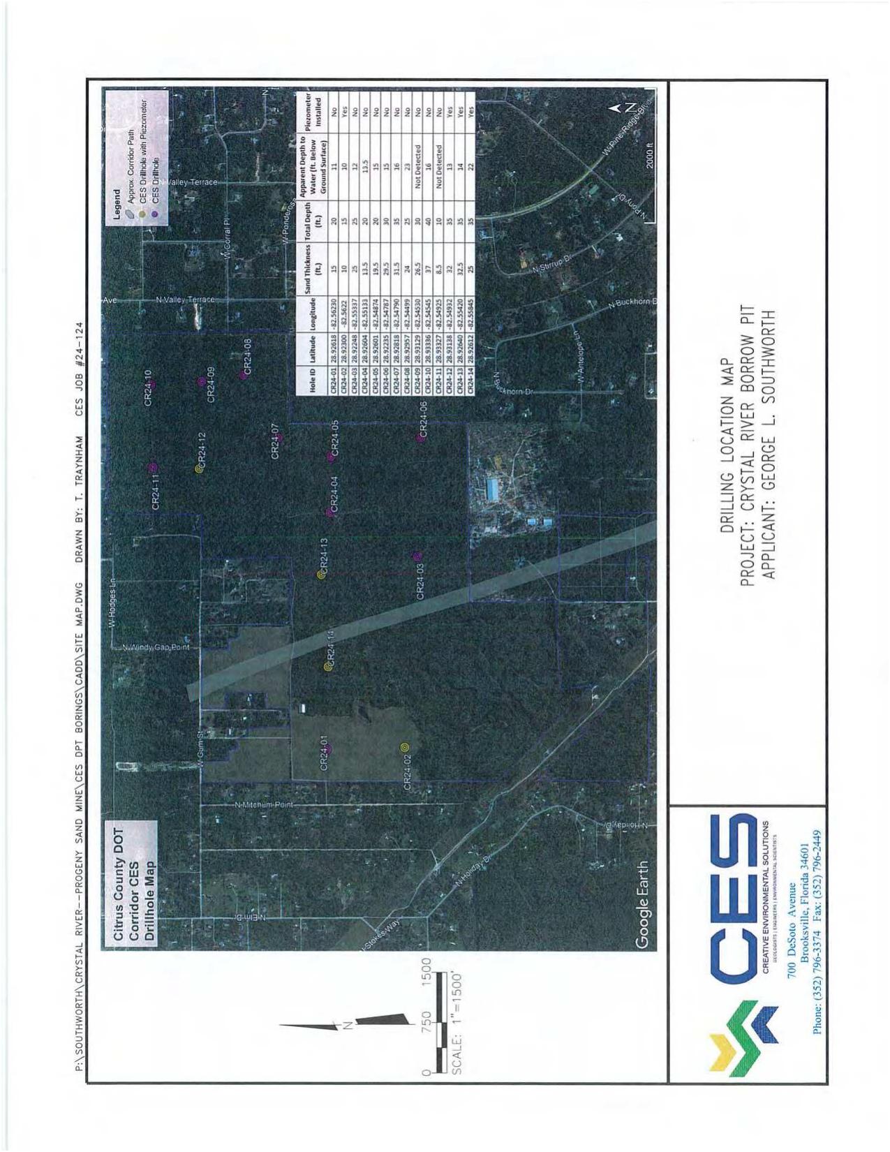 Map: Drilling Location Map, Project: Crystal River Borrow Pit