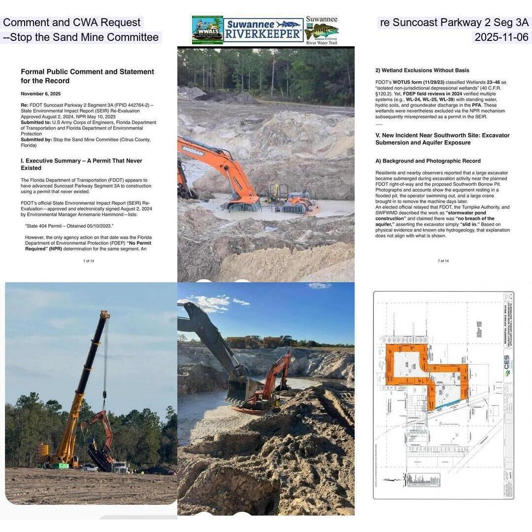 Comment and CWA Request, re Suncoast Parkway 2 Seg 3A --Stop the Sand Mine Committee, 2025-11-06