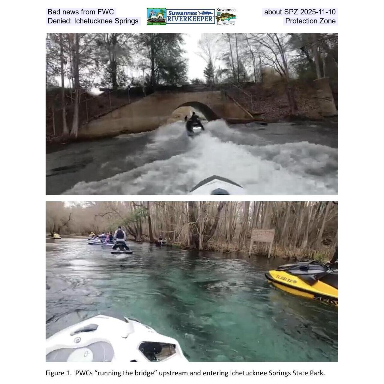Bad news from FWC, about SPZ 2025-11-10, Denied: Ichetucknee Springs, Protection Zone