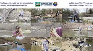 [Traffic cone, big metal, tire, rim, antique bottles, pull-tab cans, RCA TV, wasp nest, WWALS Withlacoochee River cleanup, Part 2 of KF to Nankin 2025-11-22]