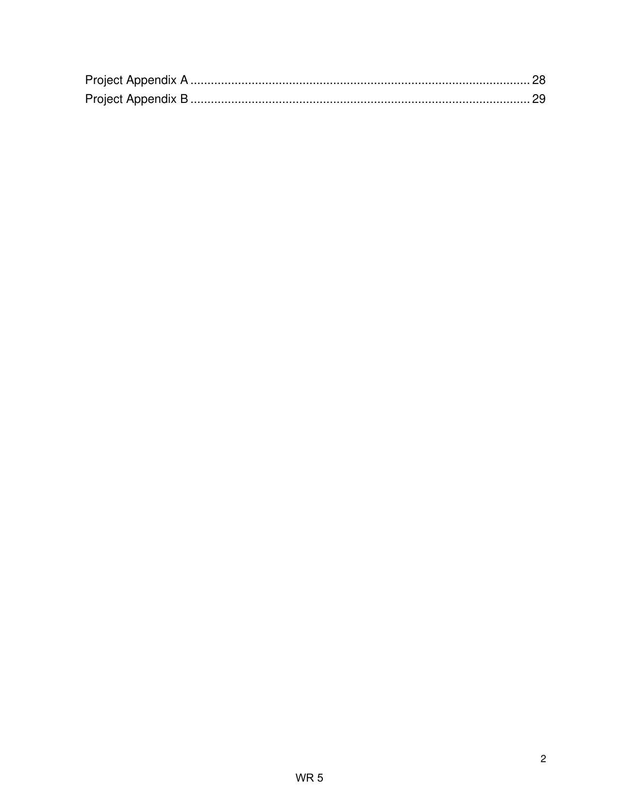 TOC: Appendices