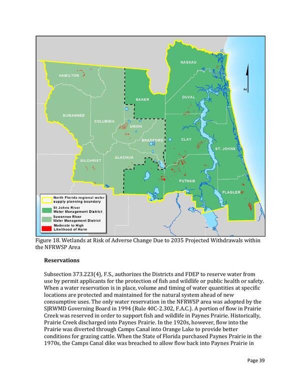 Figure 18. Wetlands at Risk of Adverse Change Due to 2035 Projected Withdrawals within the NFRWSP Area