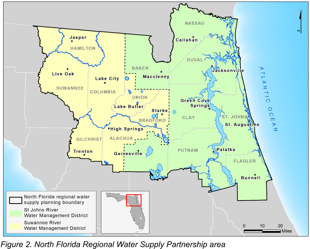 Map: Figure 2. North Florida Regional Water Supply Partnership Area 2025-11-12 --SJRWMD