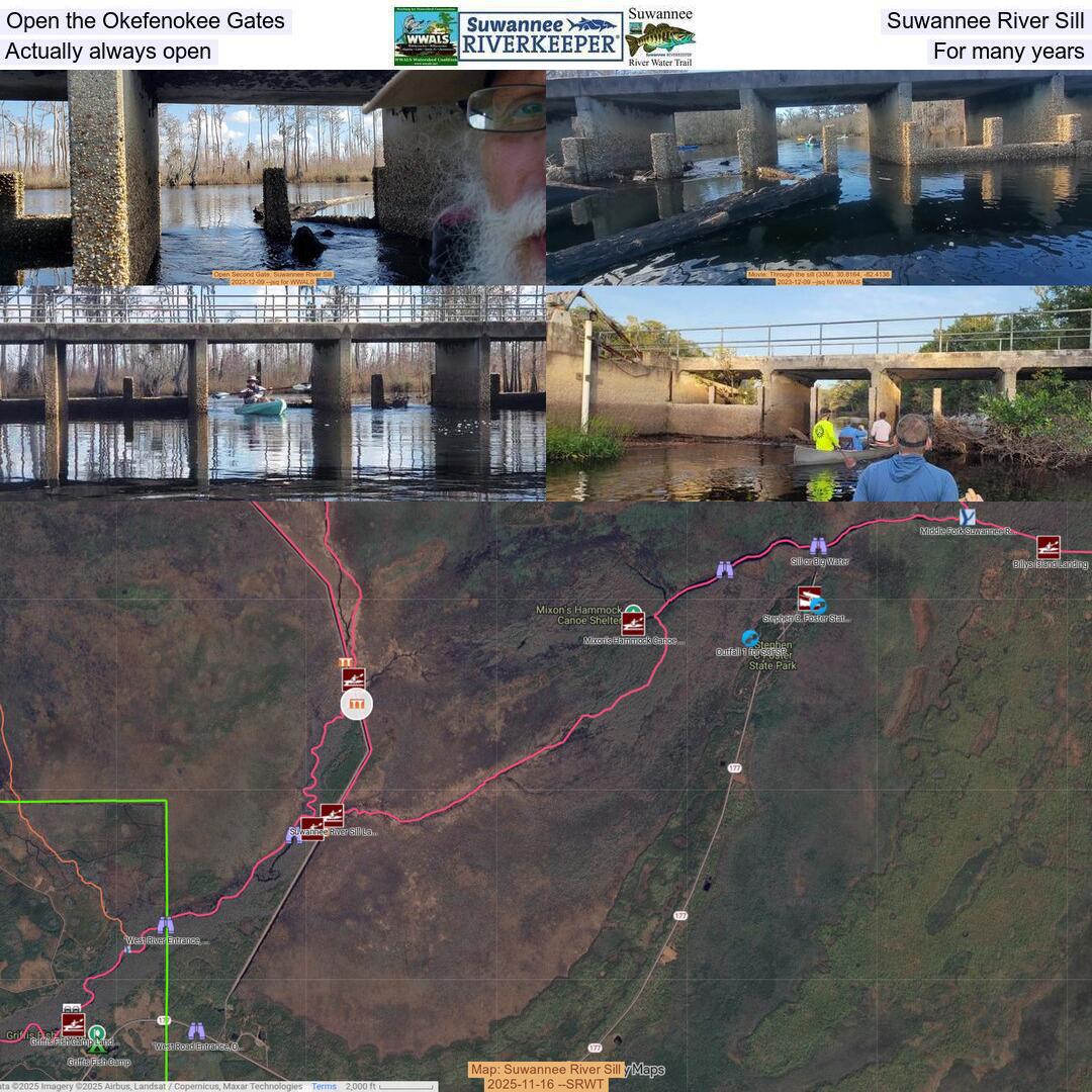 Open the Okefenokee Gates, Suwannee River Sill, Actually always open, For many years