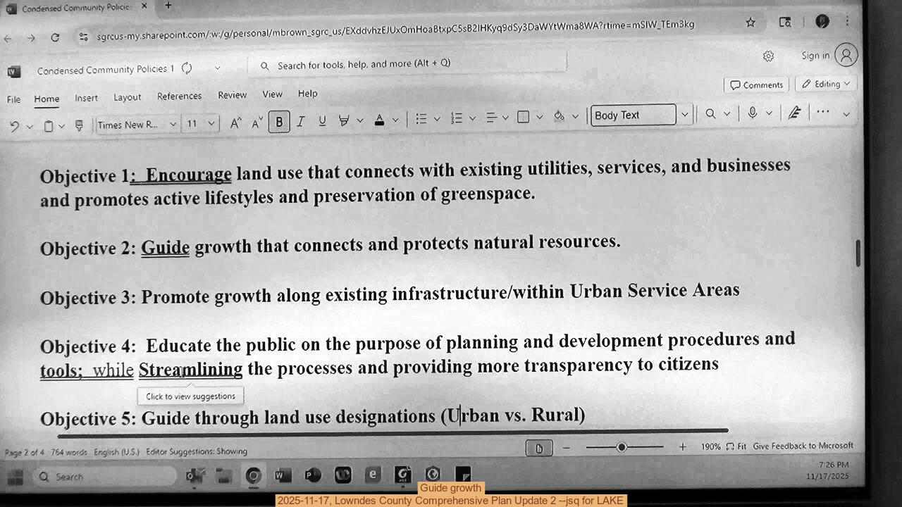 Guide growth, 2025-11-17, Lowndes County Comprehensive Plan Update 2 --jsq for LAKE