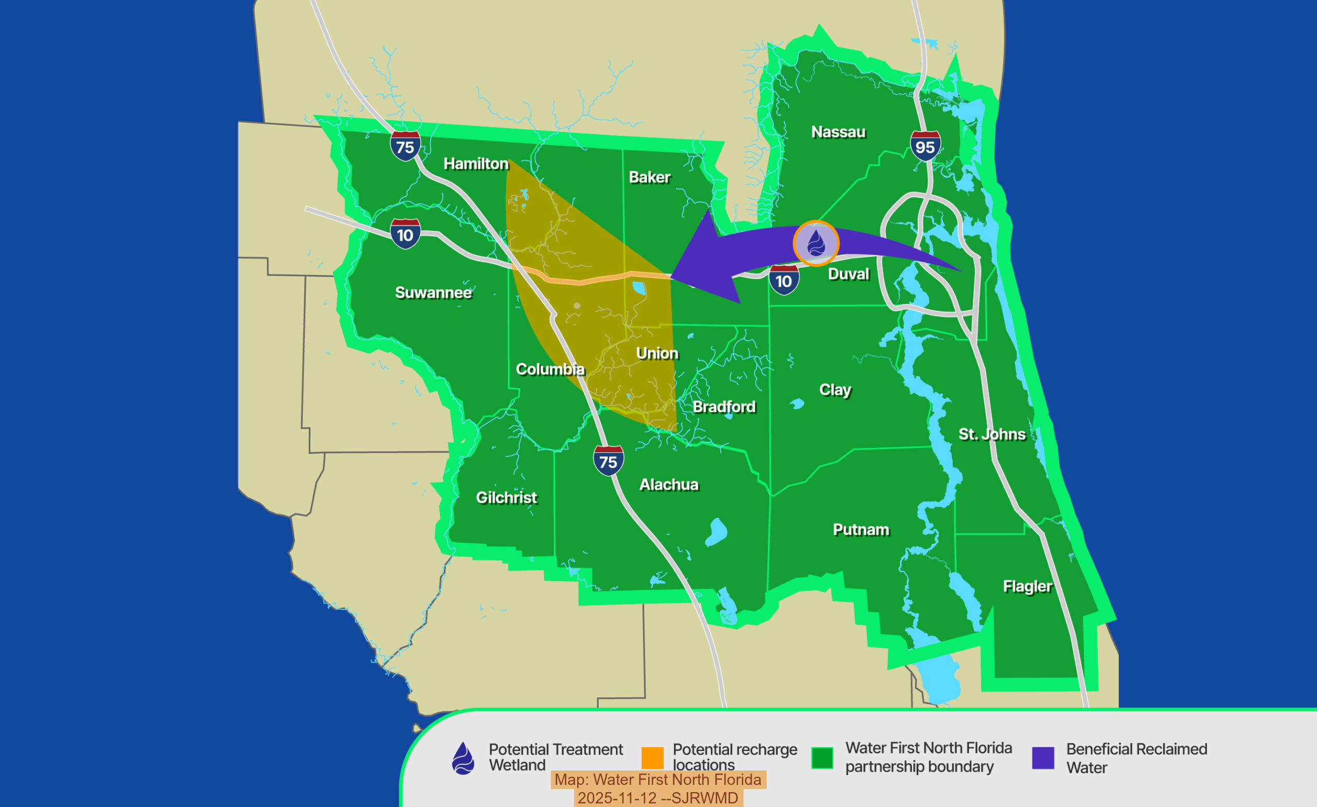 Map: Water First North Florida, 2025-11-12 --SJRWMD