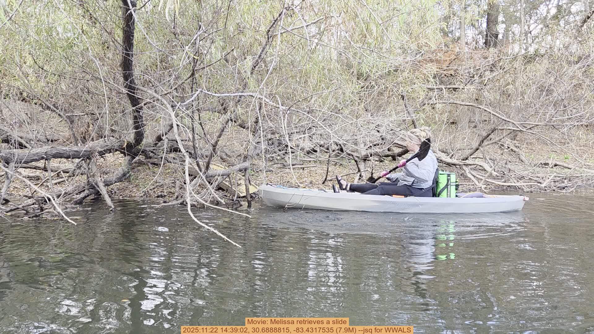 Movie: Melissa retrieves a slide, 2025:11:22 14:39:02, 30.6888815, -83.4317535 (7.9M) --jsq for WWALS