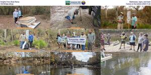 [Knights Ferry Boat Ramp, Mattresses, signs, and trash, Old Bridge pilings, Canoe on the bottom 2025-11-22]