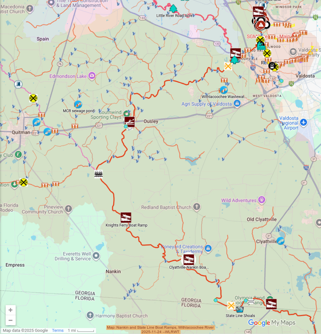 Map: Nankin and State Line Boat Ramps, Withlacoochee River, 2025-11-24 --WLRWT