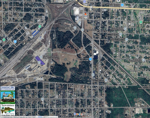 Map: North of Washington Street into Caney Branch and Satilla River 2025-11-23