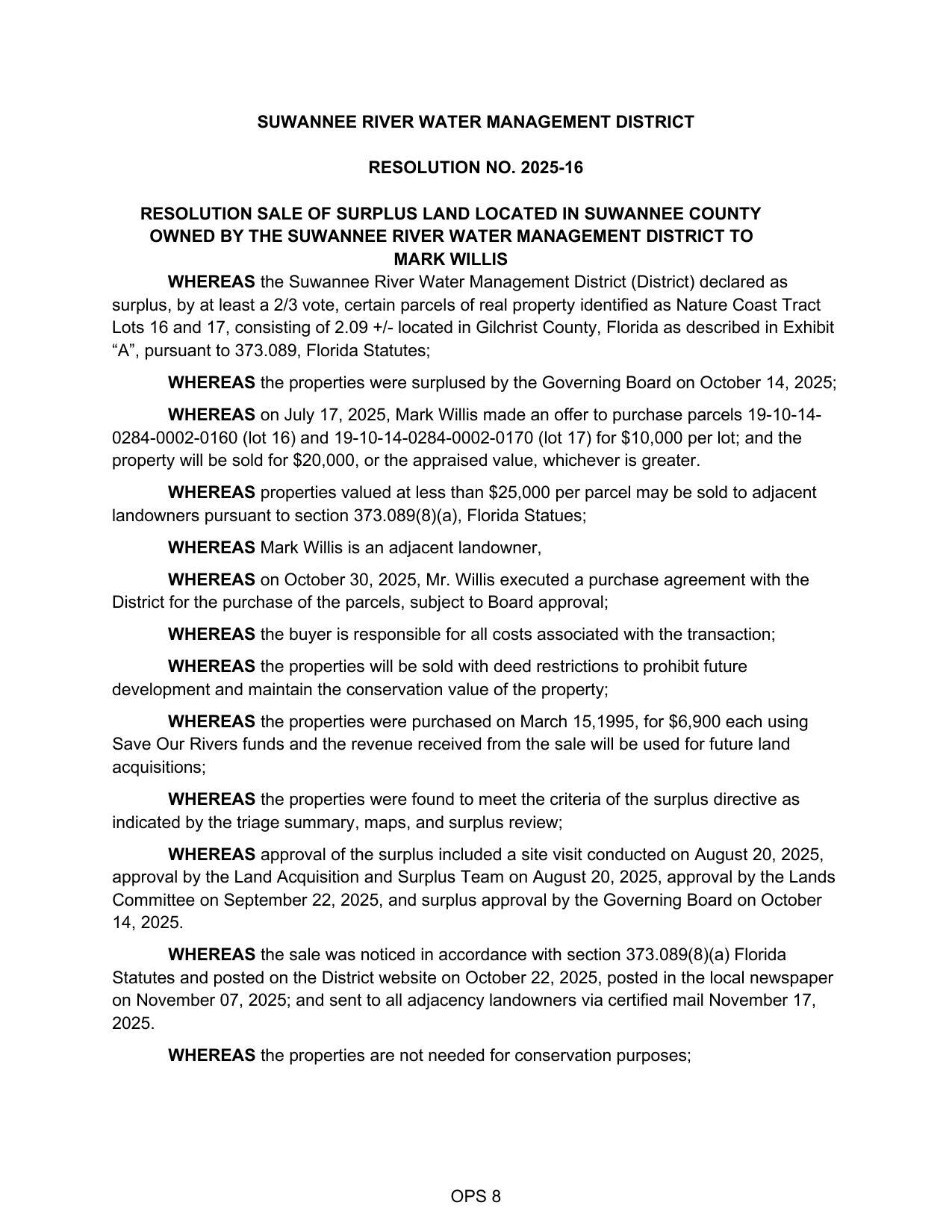 RESOLUTION NO. 2025-16