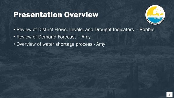 Presentation Overview, 2025-12-09 --Amy Brown @ SRWMD