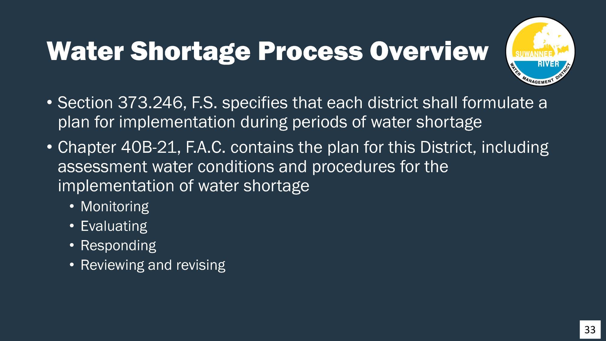 Water Shortage Process Overview, 2025-12-09 --Amy Brown @ SRWMD