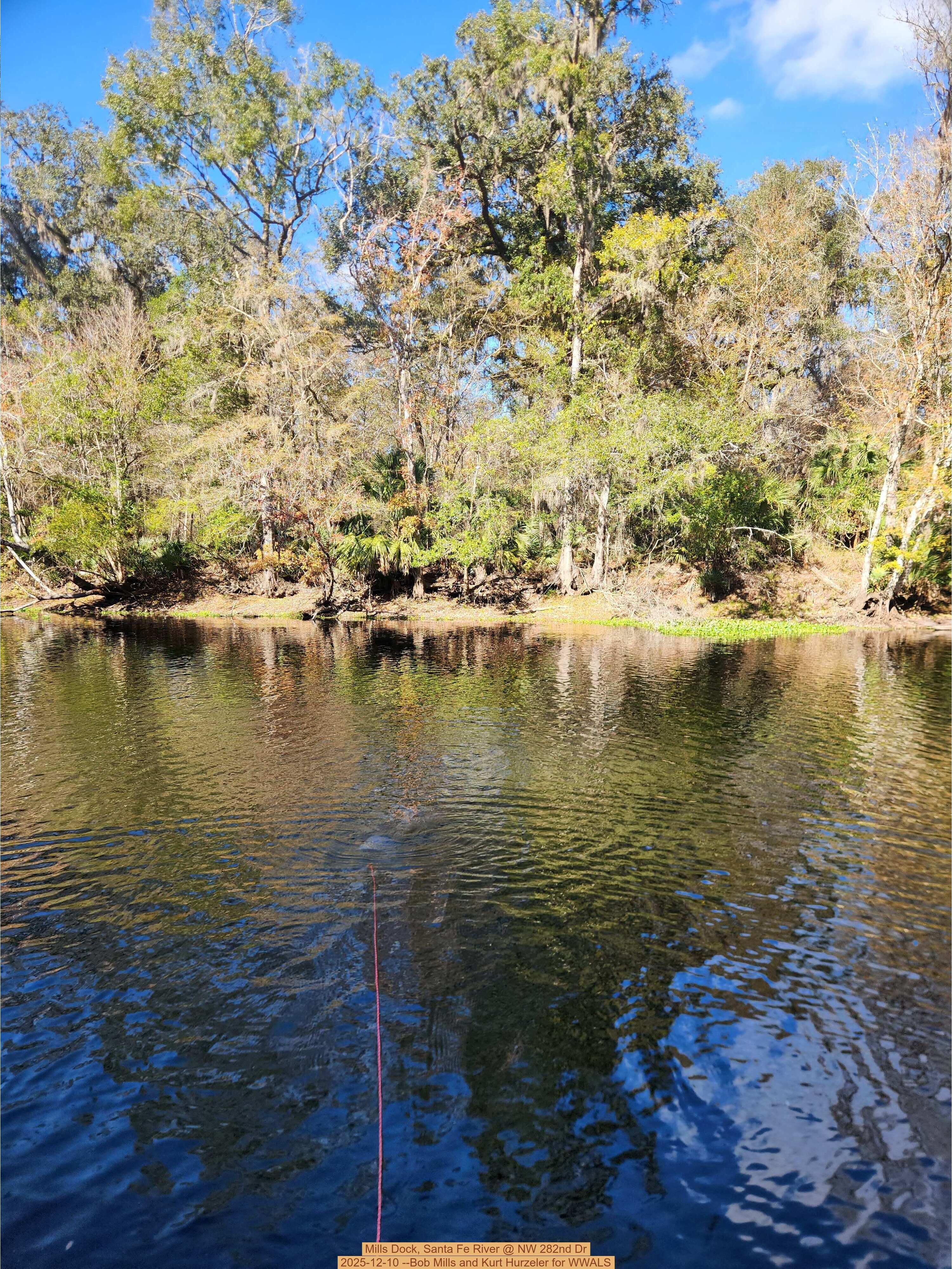 Mills Dock, Santa Fe River @ NW 282nd Dr 2025-12-10 --Bob Mills and Kurt Hurzeler for WWALS