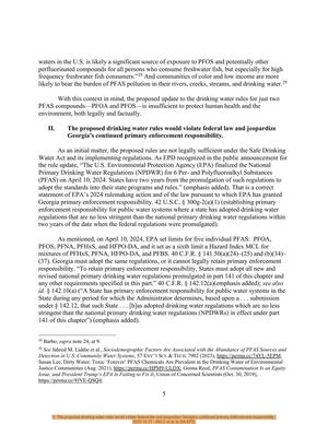 [II. The proposed drinking water rules would violate federal law and jeopardize Georgia’s continued primary enforcement responsibility. 2025-12-17 --SELC et al. to GA-EPD]