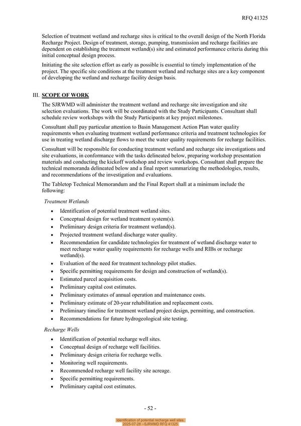 Identification of potential recharge well sites., 2025-07-28 --SJRWMD RFQ 41325