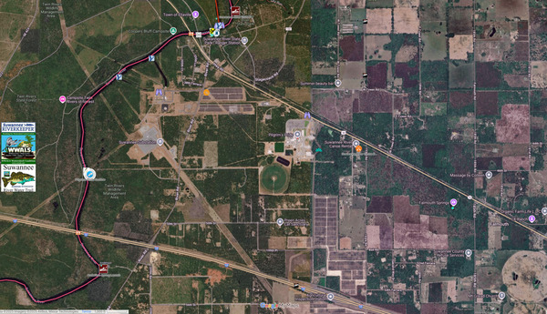 [Map: Pilgrims Pride to Outfall, 2025-12-23 --SRWT]