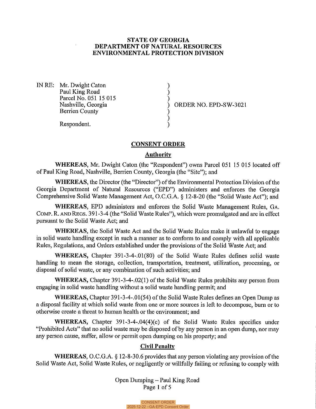 CONSENT ORDER, 2025-12-22 --GA-EPD Consent Order