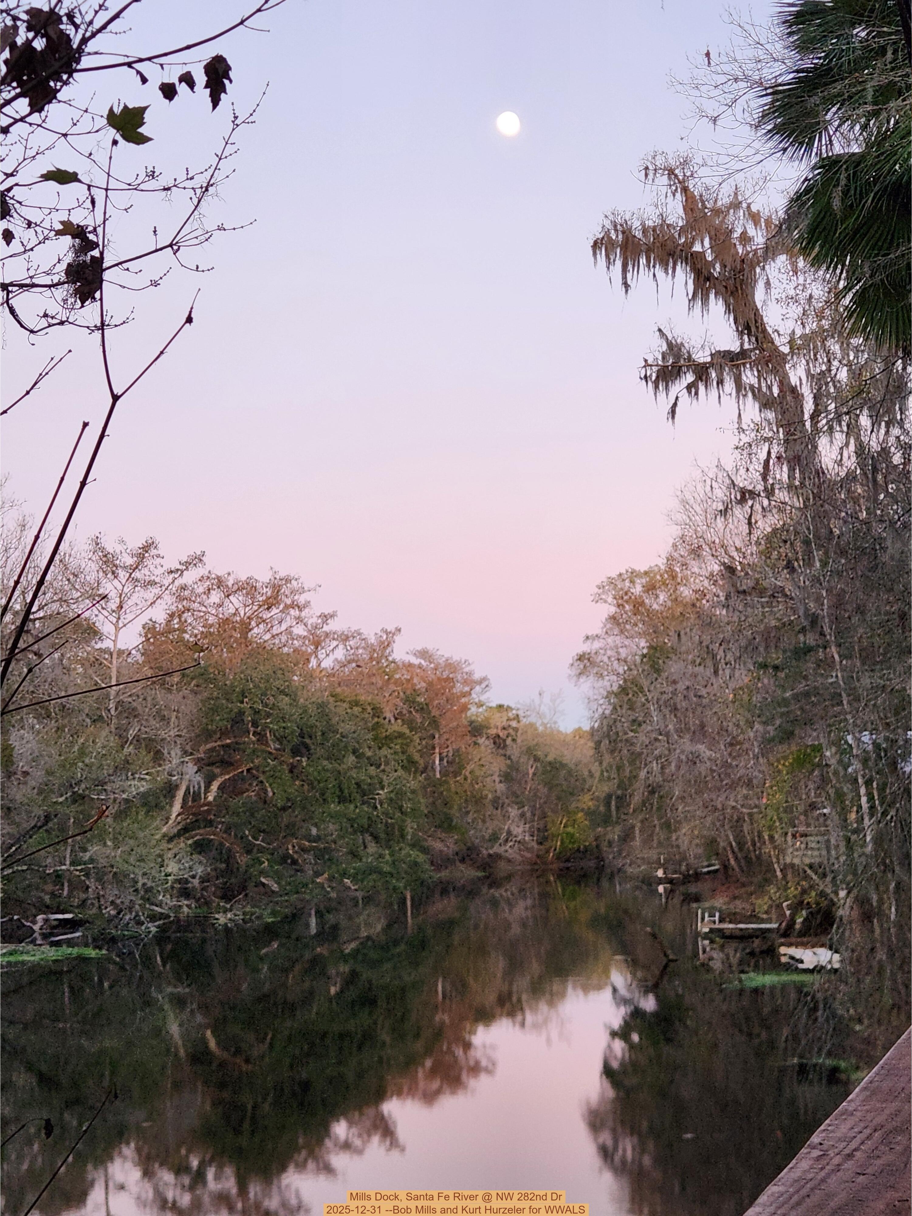 Mills Dock, Santa Fe River @ NW 282nd Dr 2025-12-31 --Bob Mills and Kurt Hurzeler for WWALS