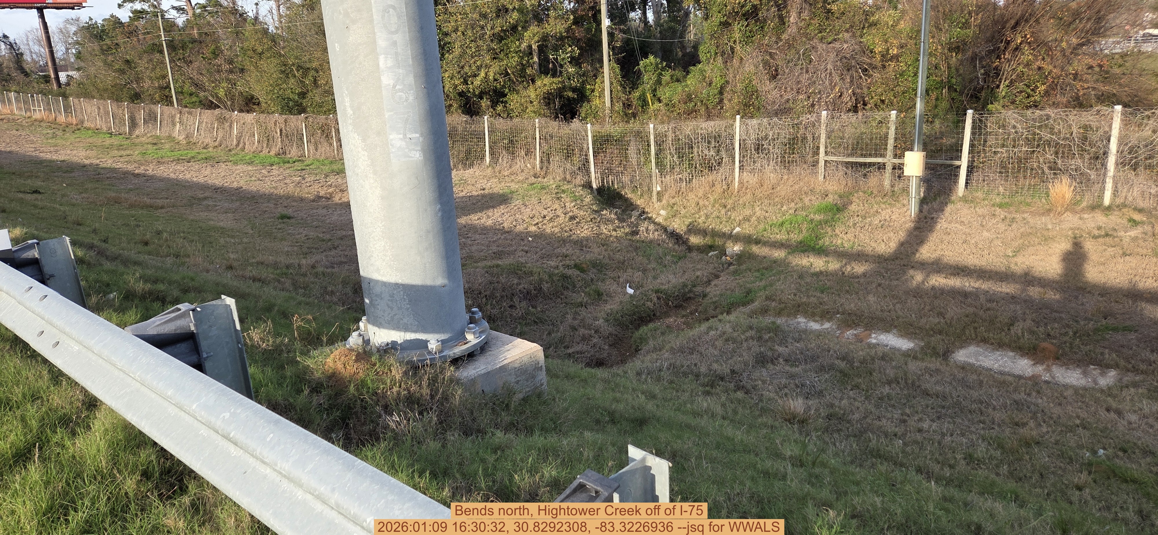 Bends north, Hightower Creek off of I-75, 2026:01:09 16:30:32, 30.8292308, -83.3226936 --jsq for WWALS