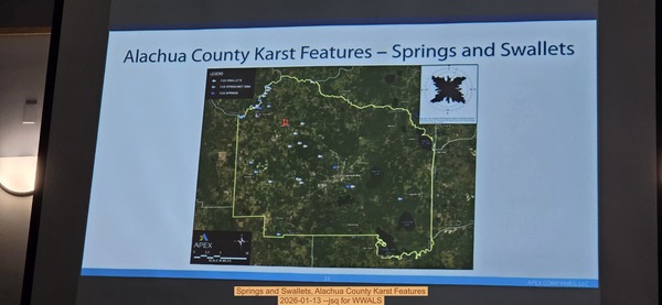 Springs and Swallets, Alachua County Karst Features, 2026-01-13 --jsq for WWALS