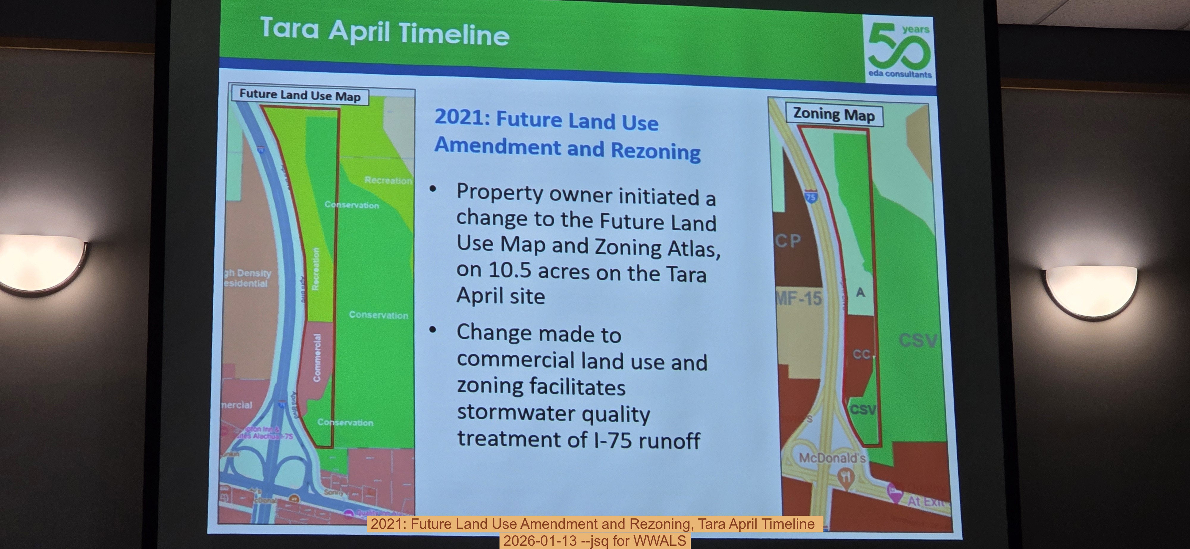 2021: Future Land Use Amendment and Rezoning, Tara April Timeline , 2026-01-13 --jsq for WWALS