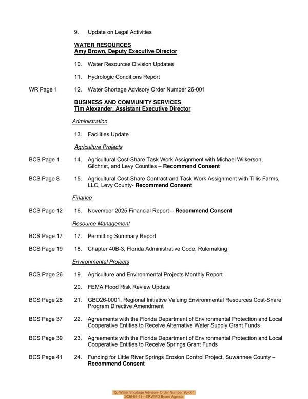 12. Water Shortage Advisory Order Number 26-001, 2026-01-13 --SRWMD Board Agenda