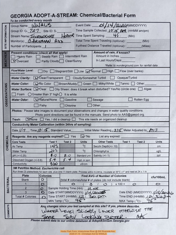 Hodor Park Form, Ichetucknee River @ SW Riverside Ave. 2026-01-14 --Christiaan Ard for WWALS