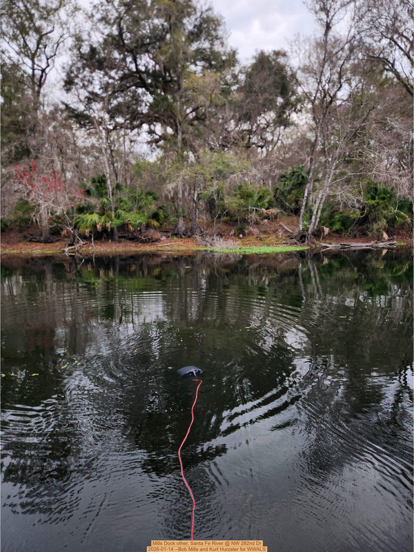 [Mills Dock, Santa Fe River @ NW 282nd Dr 2026-01-14 --Bob Mills and Kurt Hurzeler for WWALS]