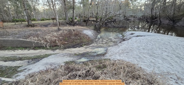 Bottom of Langdale Park Boat Ramp, Withlacoochee River, 2026:01:18 17:47:48, 30.8875140, -83.3240592 --jsq for WWALS