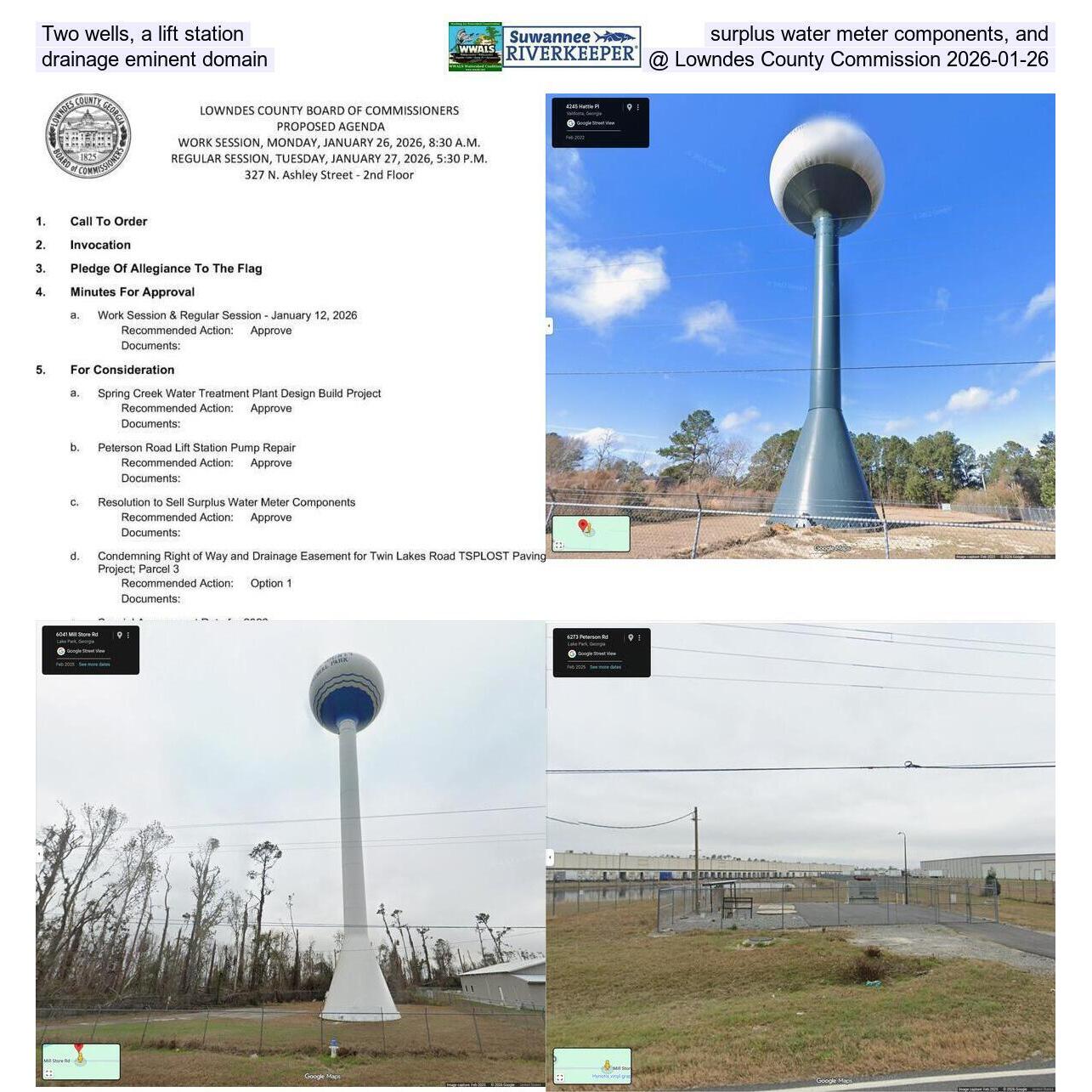 Two wells, a lift station, surplus water meter components, and drainage eminent domain @ Lowndes County Commission 2026-01-26