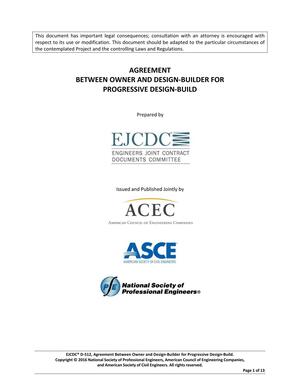 [AGREEMENT BETWEEN OWNER AND DESIGN-BUILDER FOR PROGRESSIVE DESIGN-BUILD]
