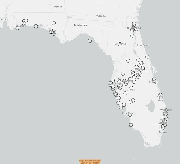 [Map: Pollution Notices, 2026-01-30 --FDEP]
