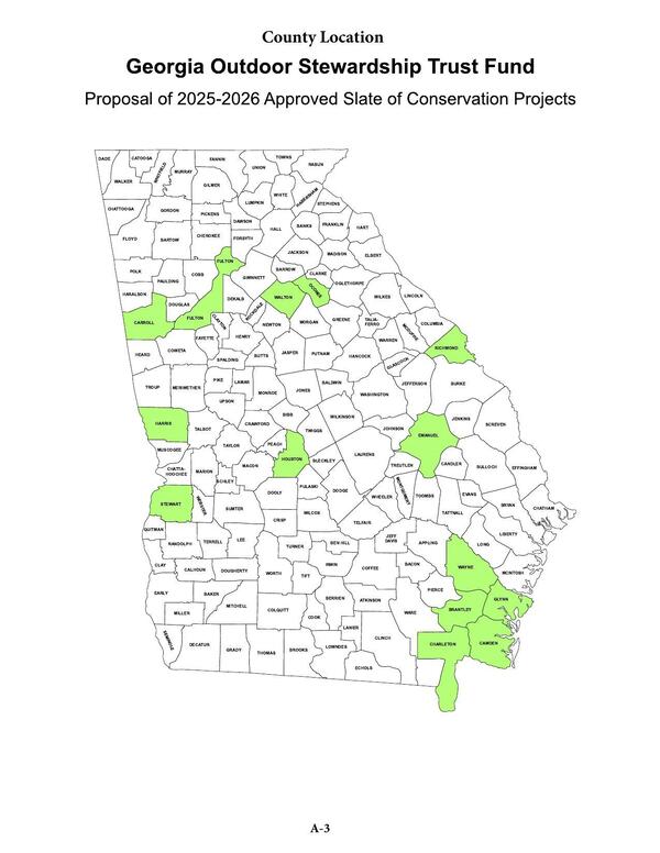 Map: Proposal of 2025-2026 Approved Slate of Conservation Projects