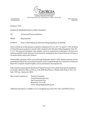 [Notice of Rule Making for Saltwater Fishing Regulations for Shellfish]