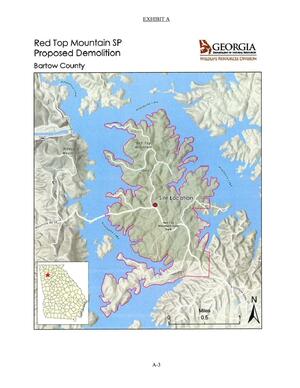 [Map: EXHIBIT A. Red Top Mountain SP Proposed Demolition]
