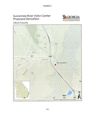 [Map: EXHIBIT A. Suwannee River Visitor Center Proposed Demolition]
